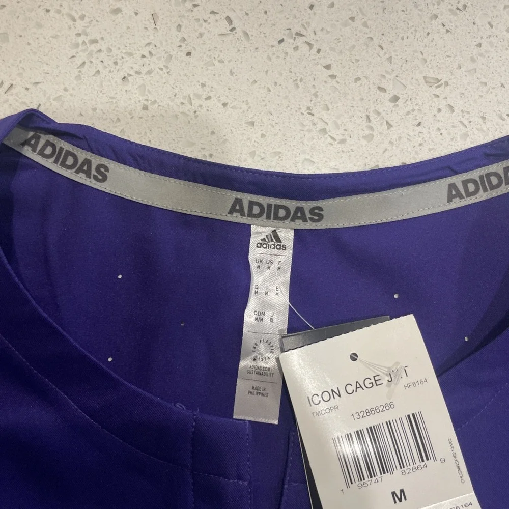 Adidas M Men's Icon Short Sleeve Cage Jacket Perforated HF6160 Purple NWT